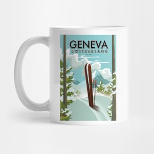 Geneva Switzerland ski poster Mug